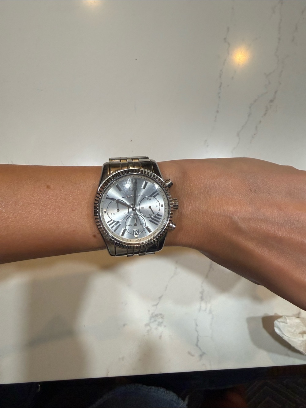 Michael Kors Silver Chronograph Women's Link Bracelet Watch